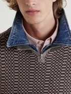 Enfants Riches Déprimés - Puke & Cry Intarsia Cotton Half-Zip Sweater - Brown