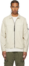 C.P. Company Off-White Gabardine Zipped Lens Shirt