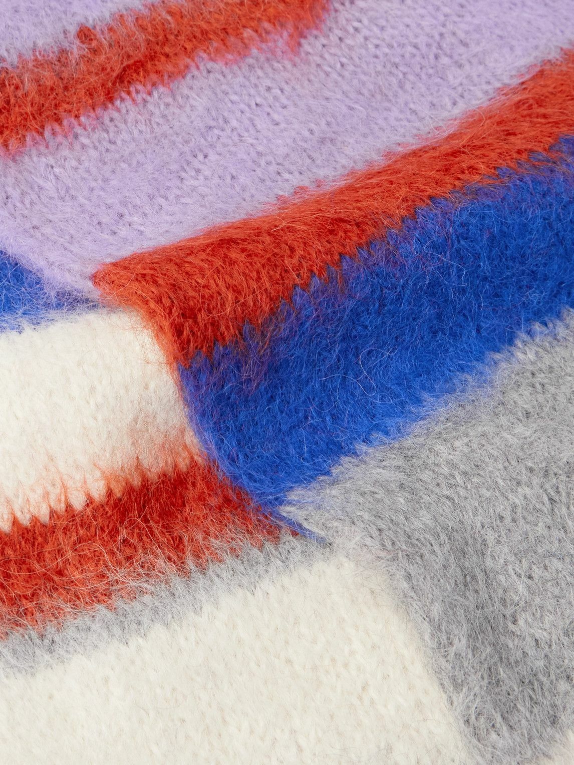 The Elder Statesman - Thistle Fringed Striped Brushed Alpaca-Blend Scarf