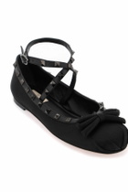 VALENTINO GARAVANI silk rockstud ballet flats Black