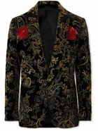 Etro - Metallic Embroidered Velvet Tuxedo Jacket - Black