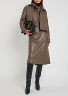 Joseph Blaise Cropped Leather Jacket Brown Light