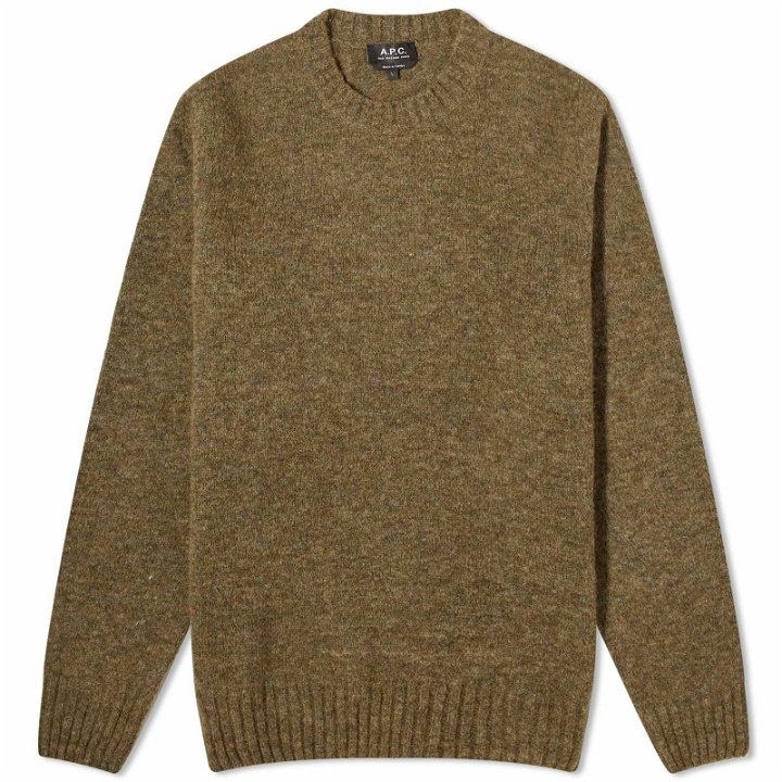 Photo: A.P.C. Lucas Brushed Alpaca Crew Knit in Heathered Green