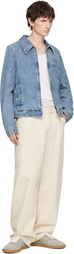 AMI Paris Blue Cotton Ami De Coeur Zipped Denim Jacket