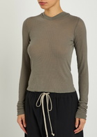 Rick Owens Hooded Ribbed Fine-knit top Light Brown