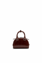 Diesel 1DR Dome-Mini bowling bag in croc-effect leather - Crossbody Bags Womens in Brown