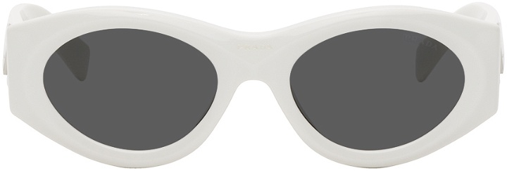 Photo: Prada Eyewear White Oval Sunglasses