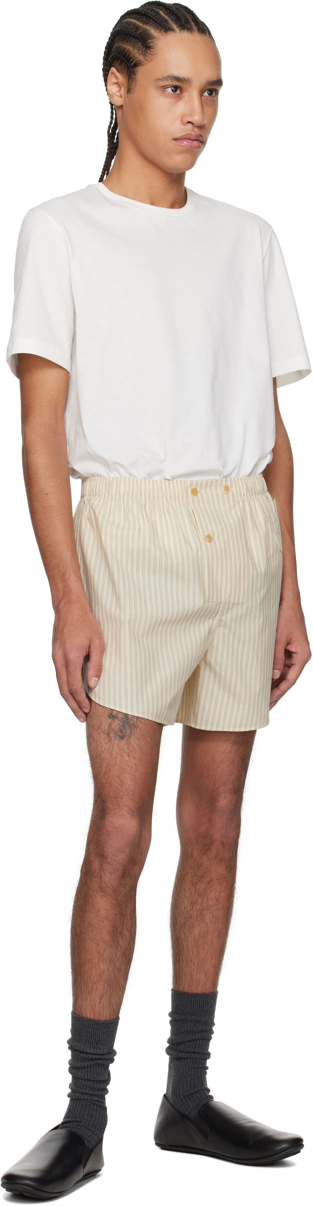 The Row Off-White & Green Nicasio Shorts