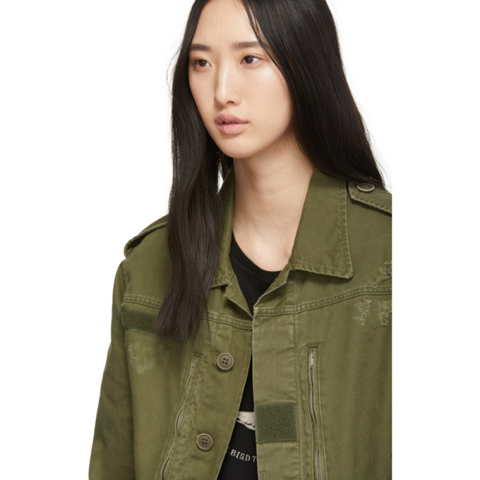 Saint Laurent Khaki Patch Military Jacket