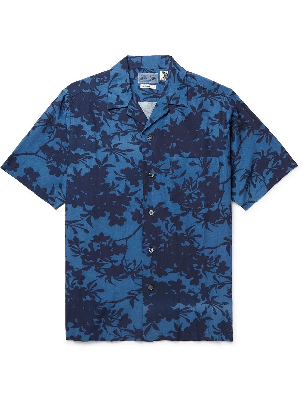 Photo: Blue Blue Japan - Sakura Camp-Collar Indigo-Dyed Floral-Print Voile Shirt - Blue