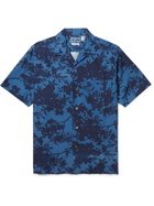Blue Blue Japan - Sakura Camp-Collar Indigo-Dyed Floral-Print Voile Shirt - Blue