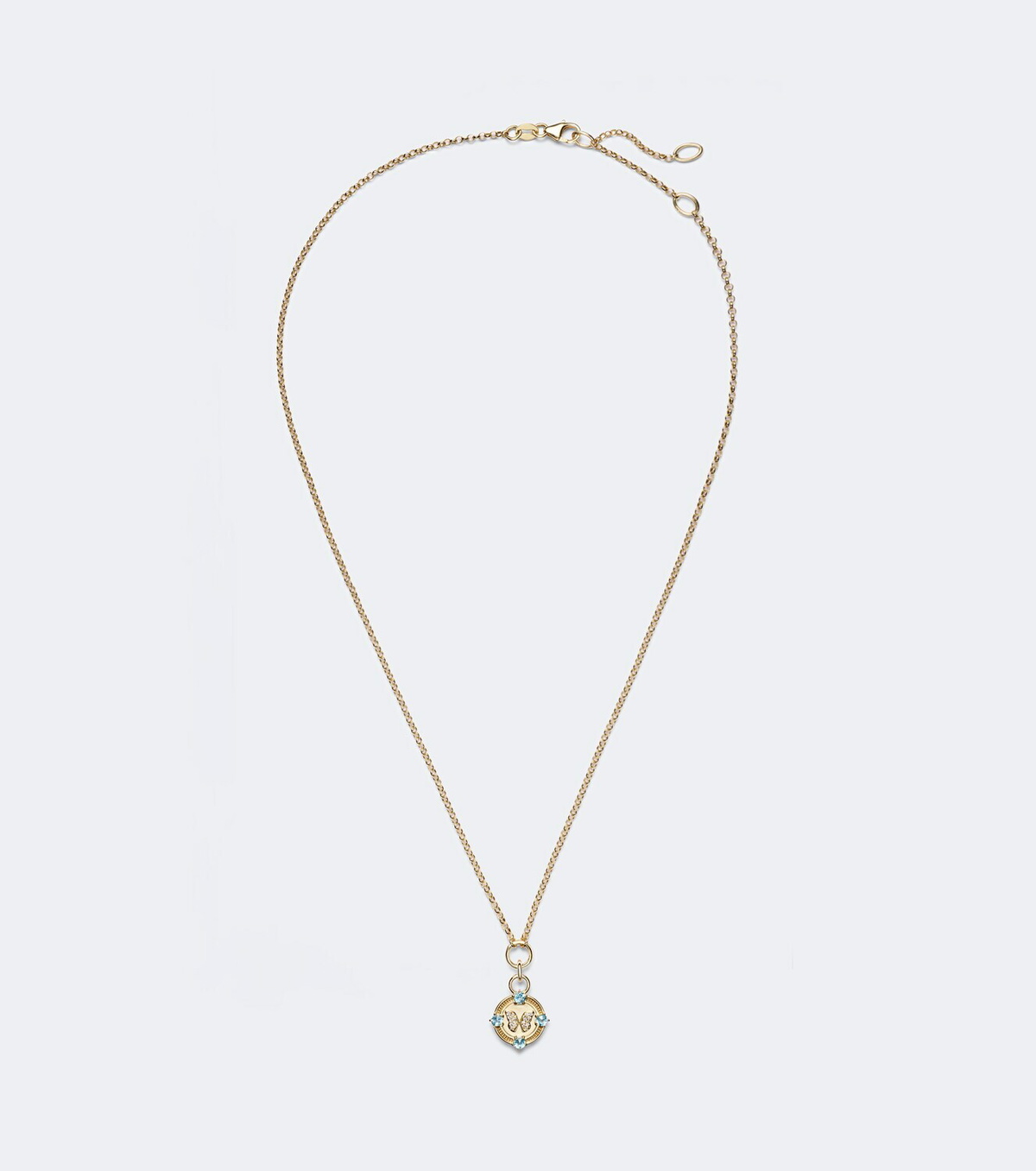 FoundRae Reverie 18kt gold pendant necklace with diamonds and topaz