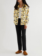 BODE - Camp-Collar Printed Silk-Satin Twill Shirt - Yellow