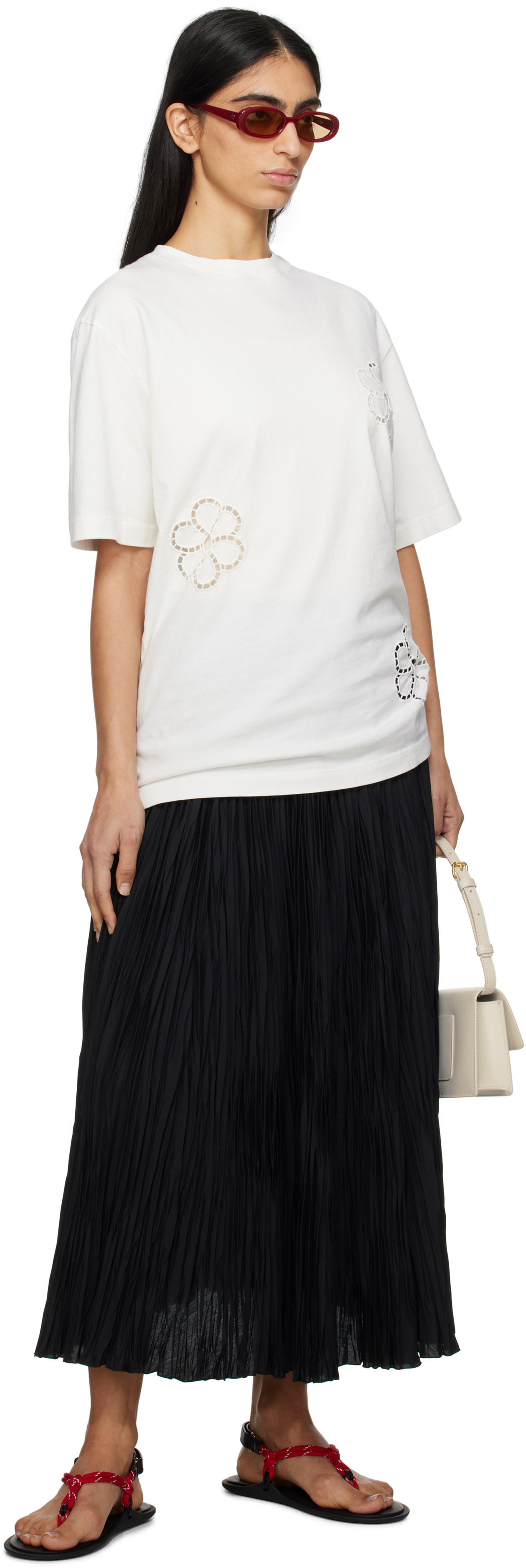 MSGM Black High Waist Pleated A-line Long Maxi Women Skirt