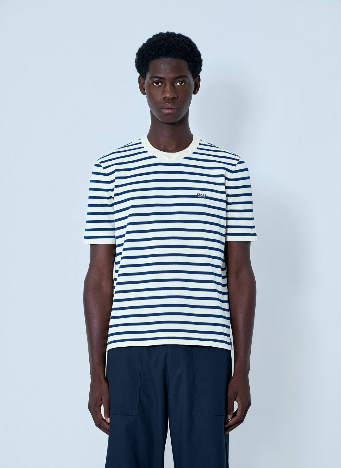 Prada Striped Crewneck T-Shirt