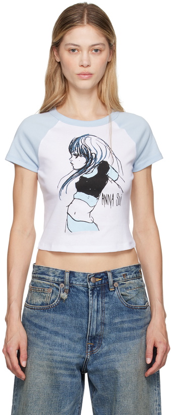 Photo: Anna Sui White & Blue 'Anna Sui Girl' T-Shirt