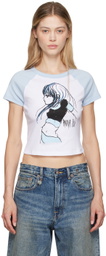 Anna Sui White & Blue 'Anna Sui Girl' T-Shirt