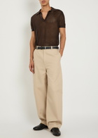 Tom Ford Crochet-knit Sheer Cotton and Silk-blend Polo Shirt Brown