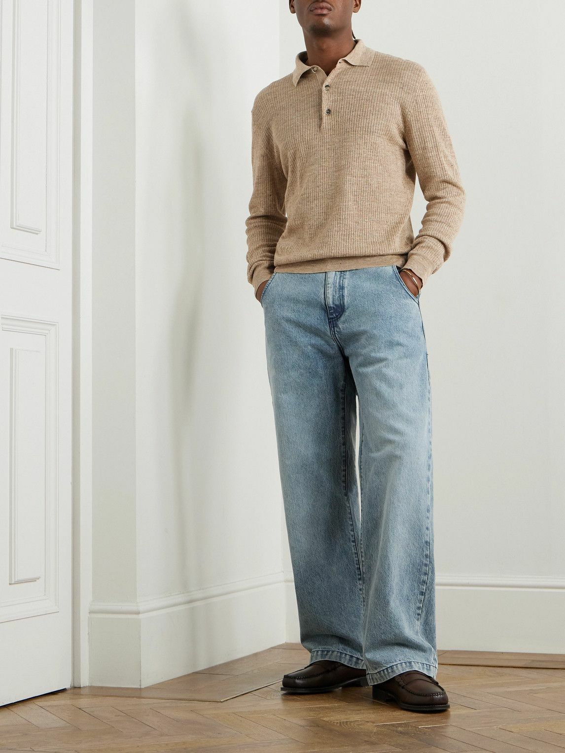 Barena - Pevaron Ribbed Linen and Cotton-Blend Polo Shirt - Neutrals