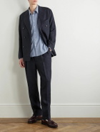 Kaptain Sunshine - Shoecut Slacks Straight-Leg Pleated Linen and Silk-Blend Suit Trousers - Blue