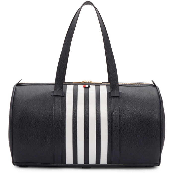 Thom Browne Navy Unstructured Four Bar Gym Bag
