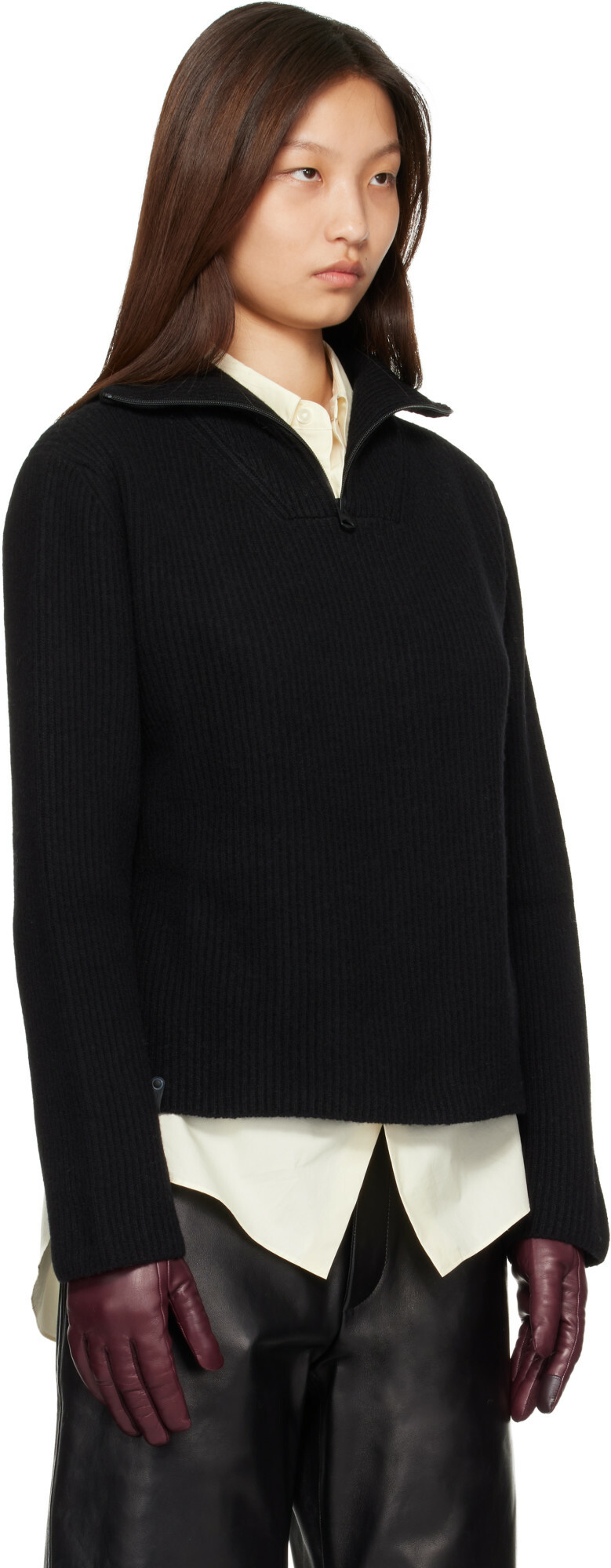 MACKAGE Black Gladys Knit Half-Zip Pullover Sweater