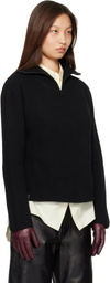 MACKAGE Black Gladys Knit Half-Zip Pullover Sweater