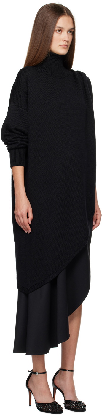 ALAÏA Black Asymmetrical Cape Turtleneck