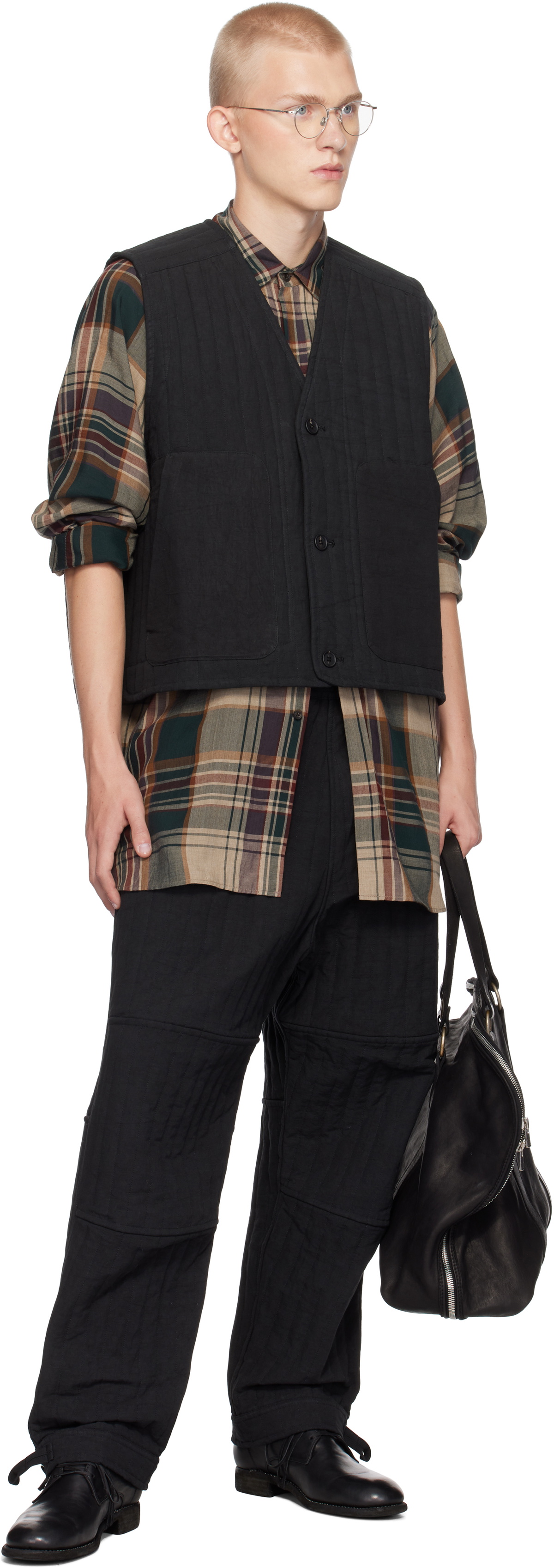 Jan-Jan Van Essche Black O-Project Dense Twill Body Warmer Vest