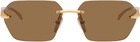 Prada Eyewear Gold Wrap Around Metal Sunglasses
