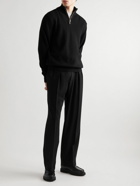 Agnona - Leather-Trimmed Cashmere Half-Zip Sweater - Black