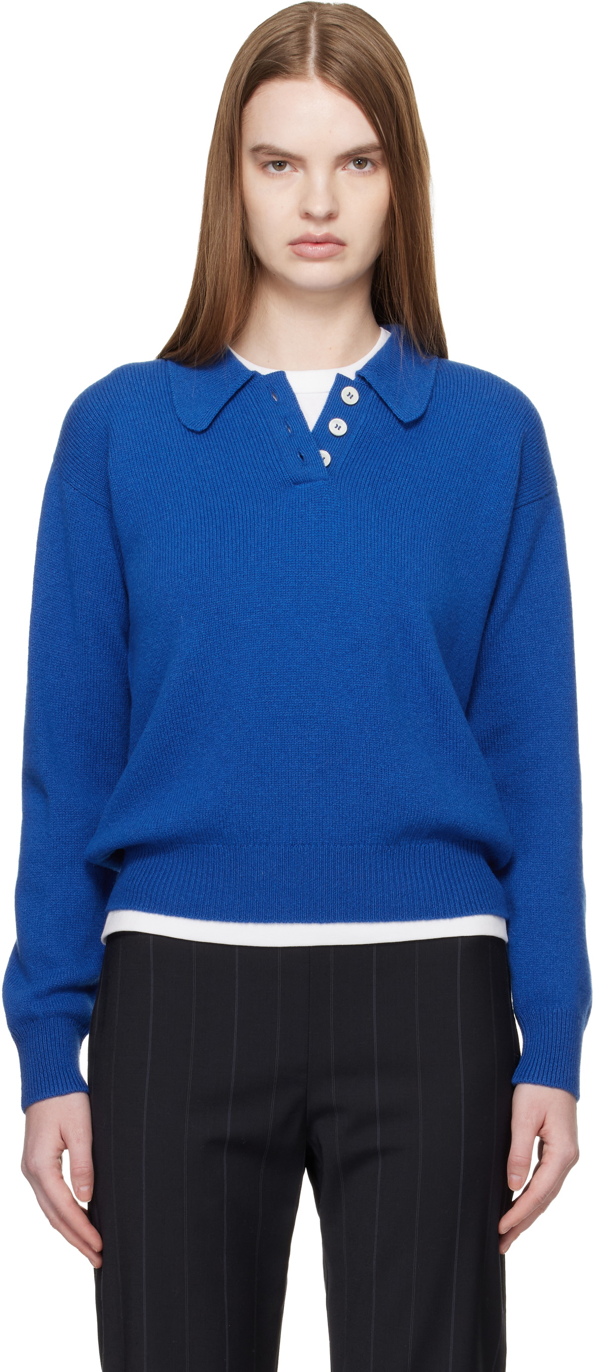 &Daughter SSENSE Exclusive Blue Edith Polo