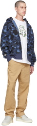 BAPE Navy Camo Shark Tiger Zip-Up Hoodie