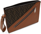 Fendi Brown & Tan 'Forever Fendi' Flat Pouch