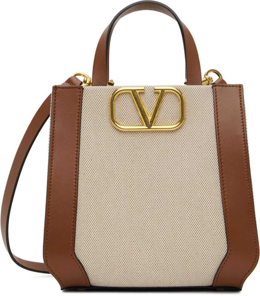 Valentino Garavani Brown & Beige VLogo Tote Valentino Garavani