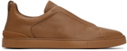 ZEGNA Brown Triple Stitch Sneakers