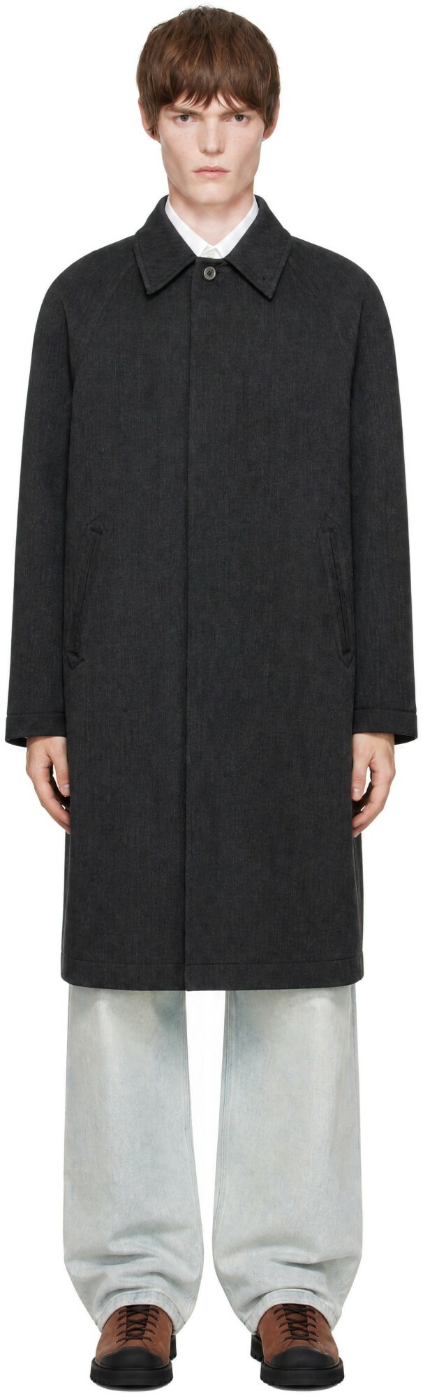 COOR Gray Cashmere Blend High Neck Coat COOR
