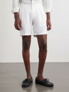Mr P. - Straight-Leg Pleated Linen Shorts - White
