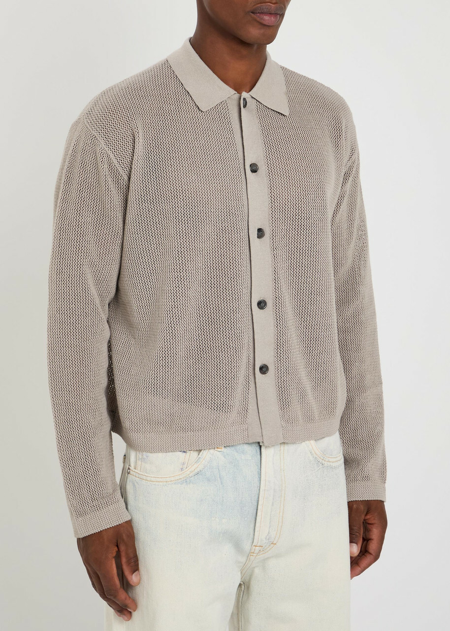 Mki Miyuki Zoku Open-knit Linen and Cotton-blend Cardigan Taupe