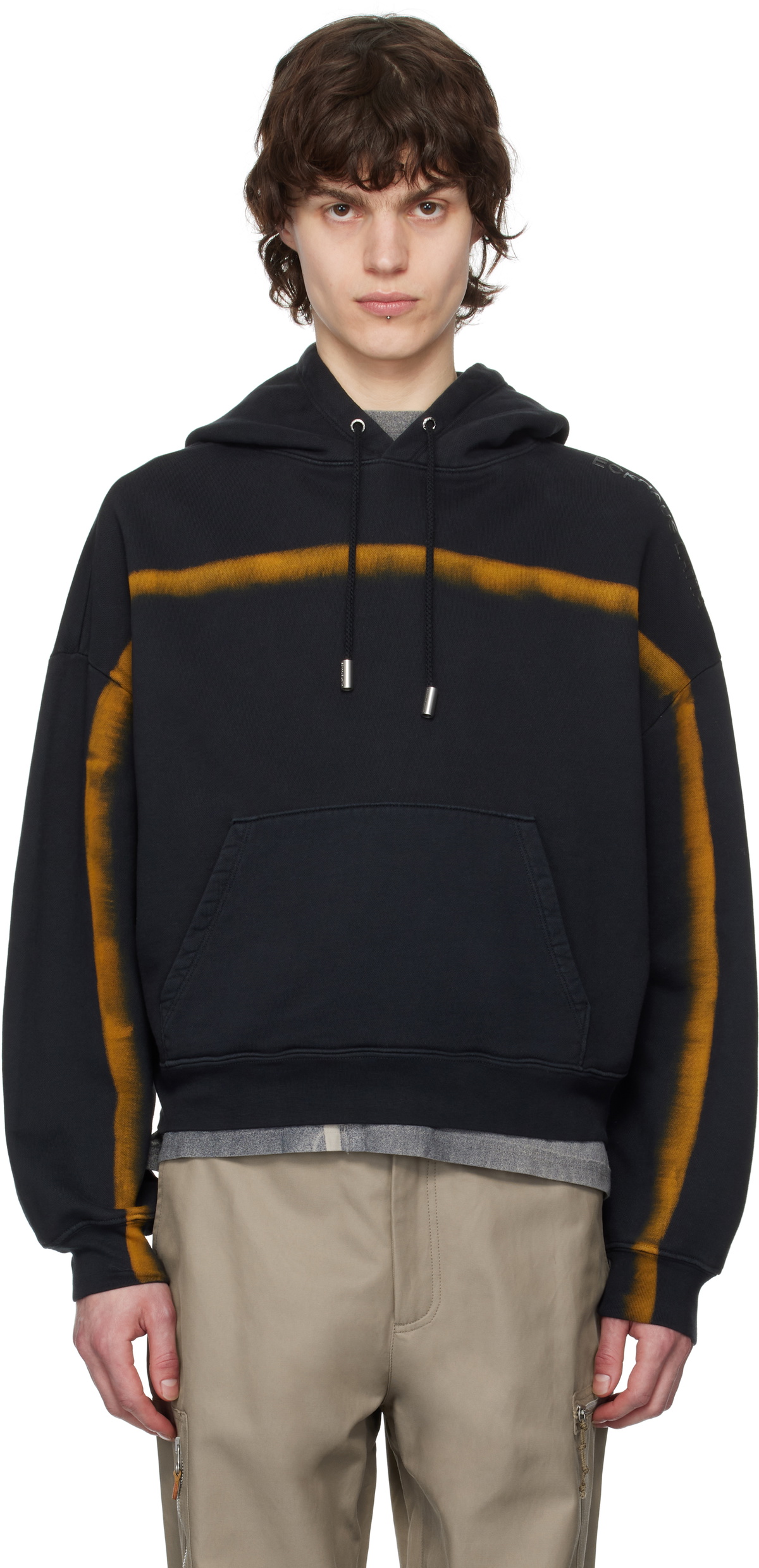 Eckhaus Latta Black Spray Detail Hoodie