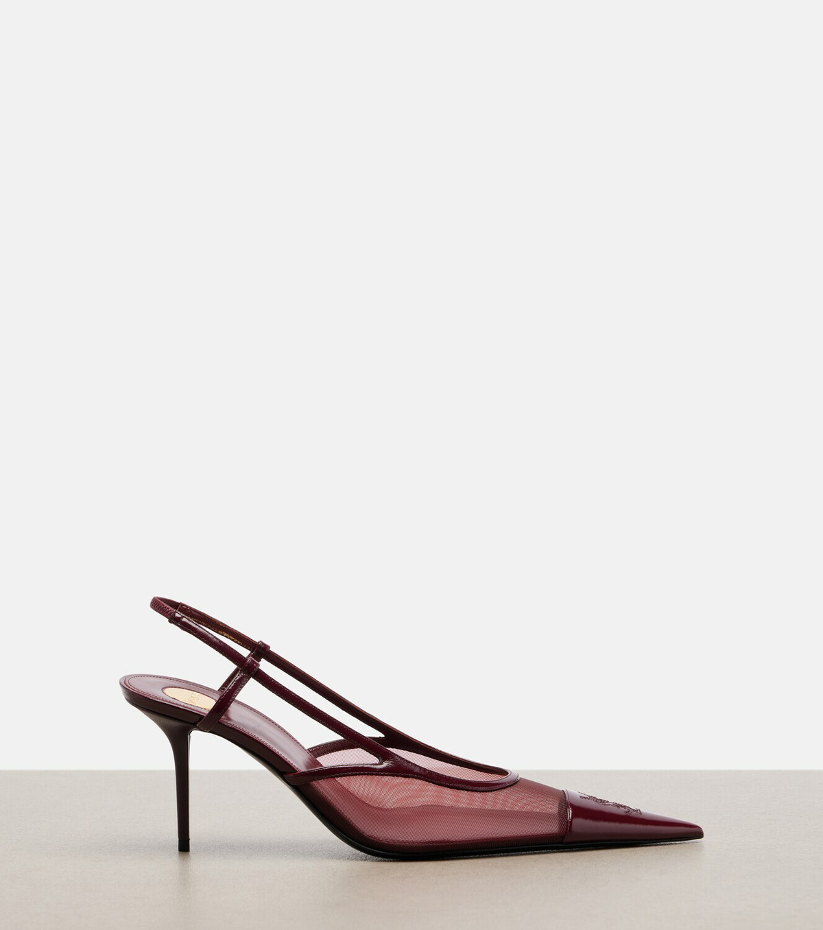 Saint Laurent Renée leather-trimmed slingback pumps
