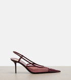 Saint Laurent Renée leather-trimmed slingback pumps