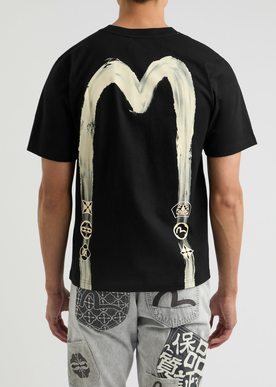 EVISUブラック Tシャツ 38 Multi-Pocket and Multi-Print Relax Fit T-shirt – EVISU