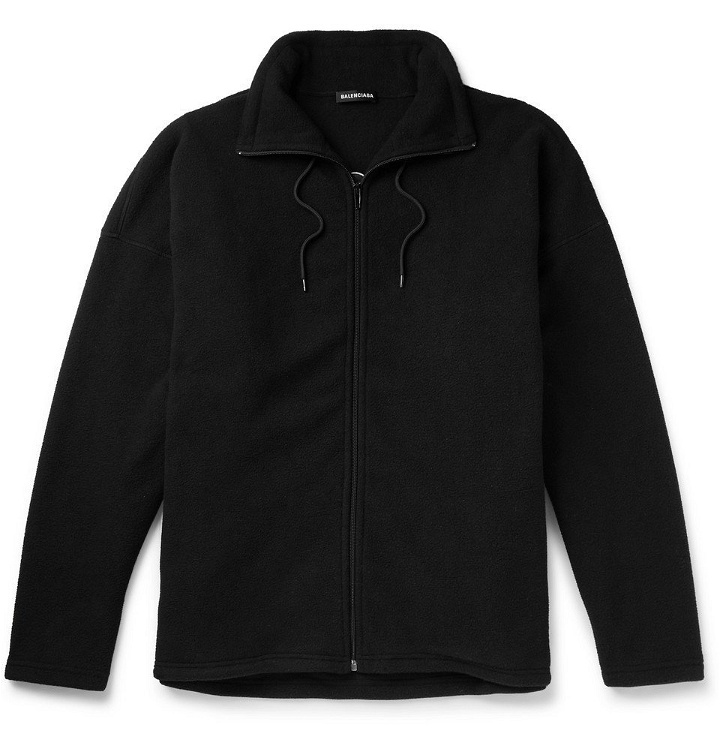 Photo: Balenciaga - Oversized Embroidered Fleece Jacket - Black