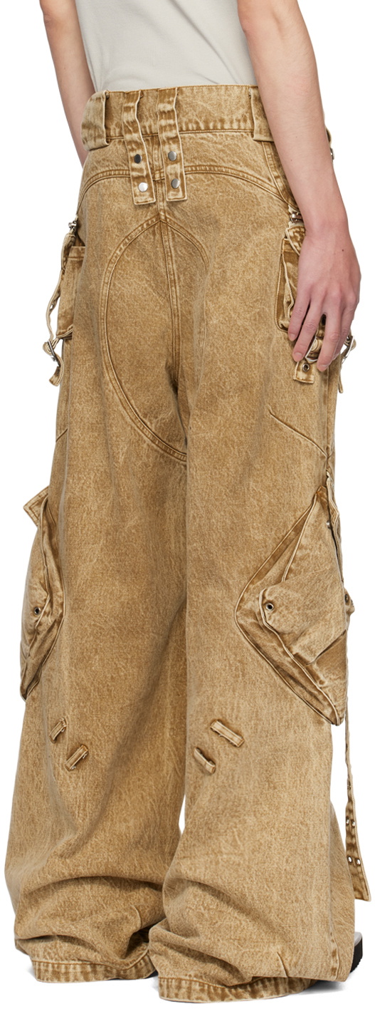 NO/FAITH STUDIOS Beige Used Denim Cargo Pants NO/FAITH STUDIOS Beige Used Denim Cargo Pants
