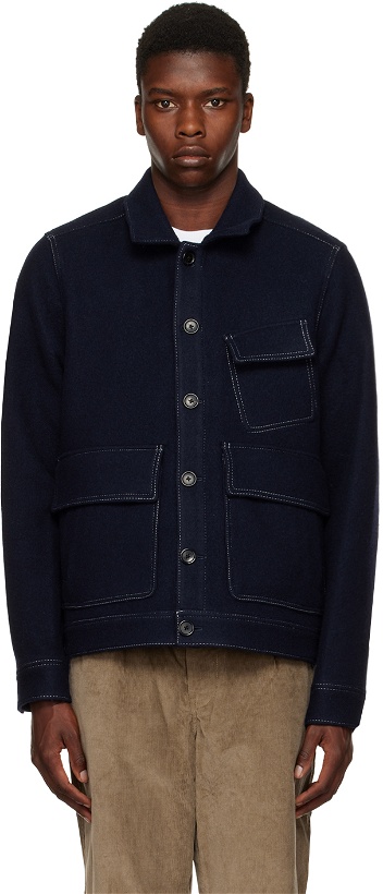 Photo: PS by Paul Smith Navy Cropped Jacket