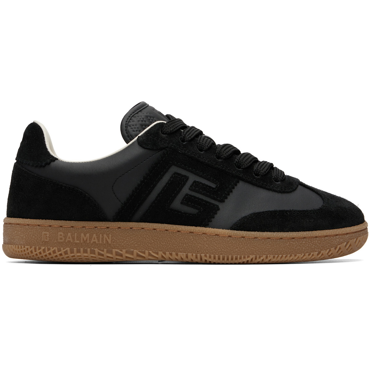 BALMAIN Black Suede & Smooth Leather 'Balmain Swan' Sneakers