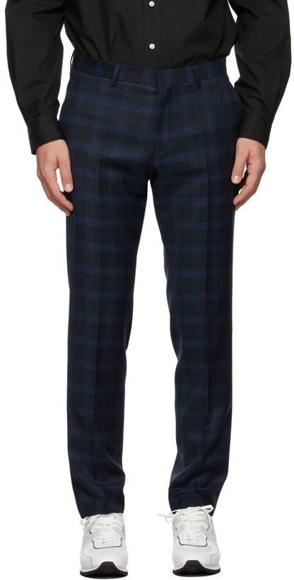 Photo: Boss Navy & Blue Wool Check Trousers