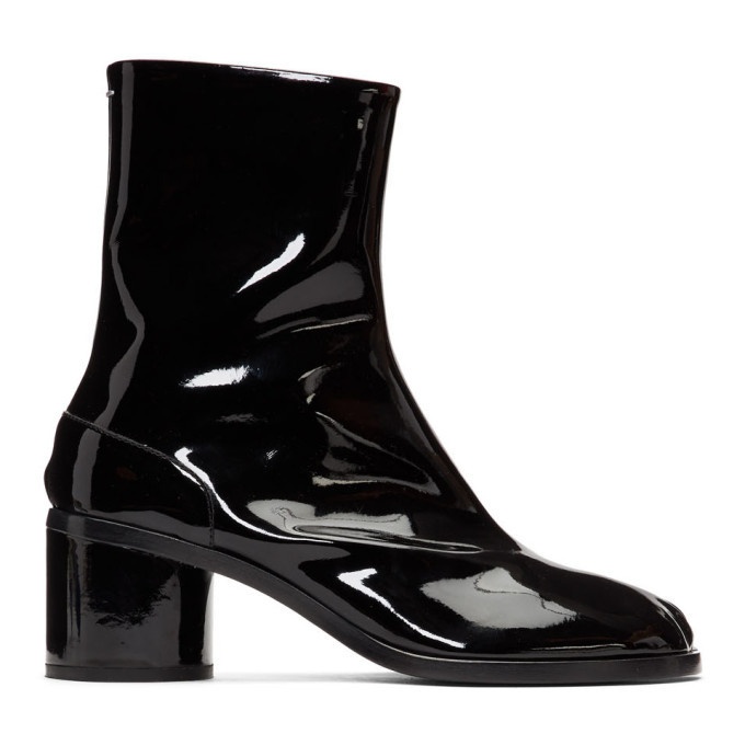 Photo: Maison Margiela Black Patent Tabi Boots