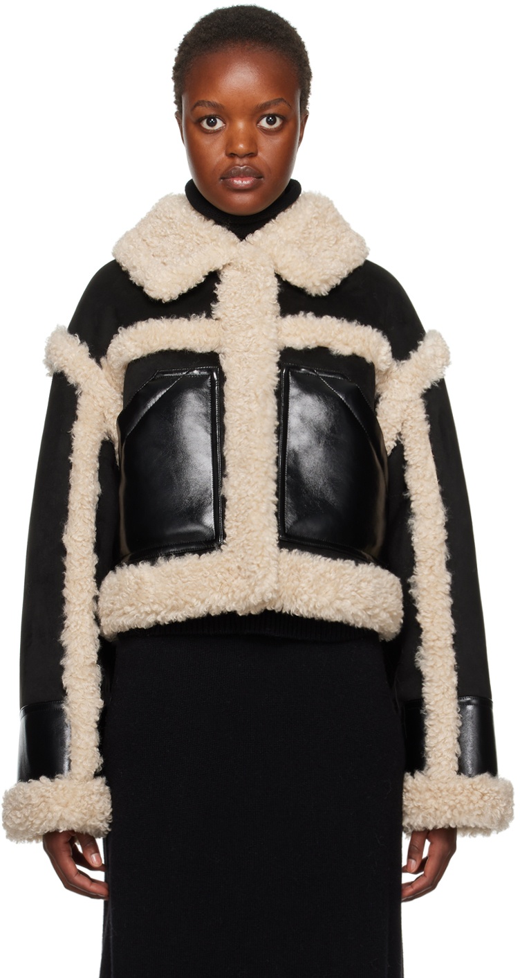 Stand Studio Black & Off-White Edith Faux-Shearling Jacket Stand Studio